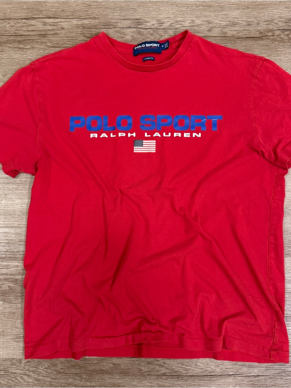 Polo Ralph Lauren Sport Red T-shirt Blue Flag USA Men’s Medium